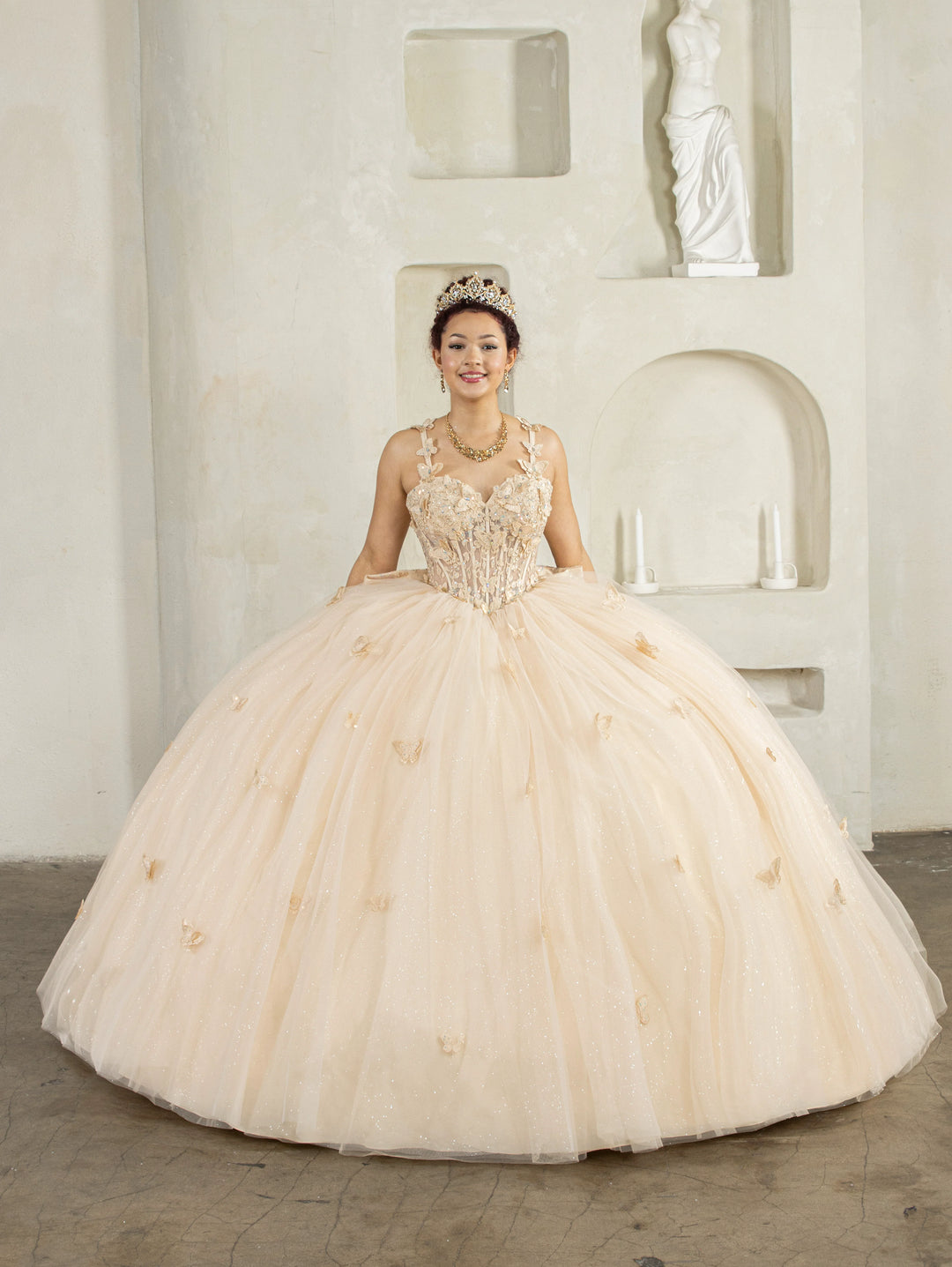 Applique Sleeveless Ball Gown by Calla SCL-30039