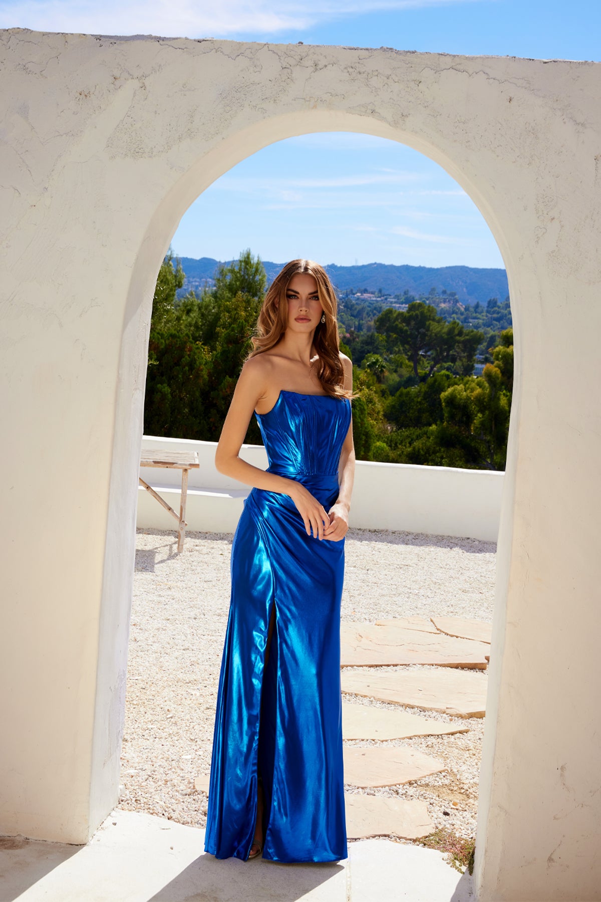 【24SS/未使用近】アキラナカ Juliette dress 　麻　2way Metallic Strapless Slit Gown by Juliet JT2500A – ABC Fashion