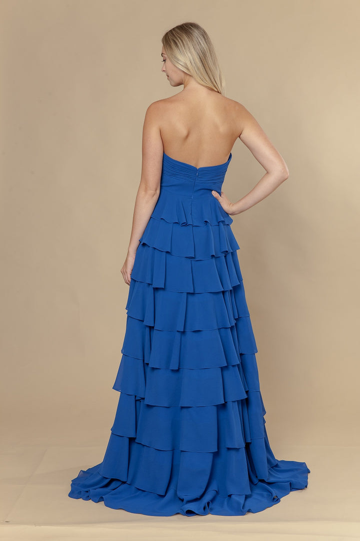 Chiffon Strapless Tiered Gown by Poly USA 25012