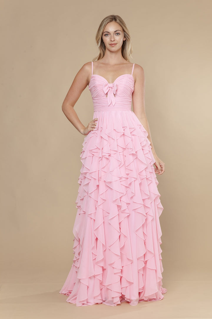 Sleeveless Ruffled A-line Gown by Poly USA 25024