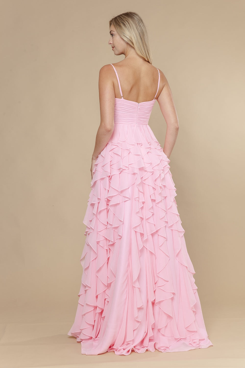 Sleeveless Ruffled A-line Gown by Poly USA 25024