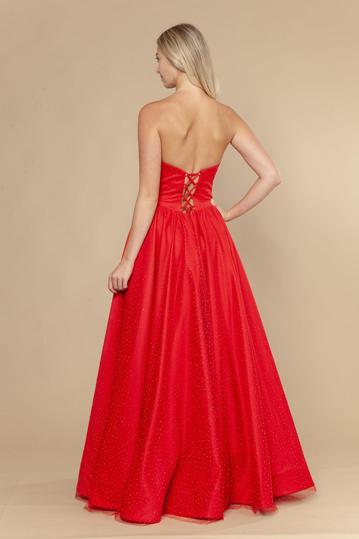 Strapless A-line Bow Gown by Poly USA 25036