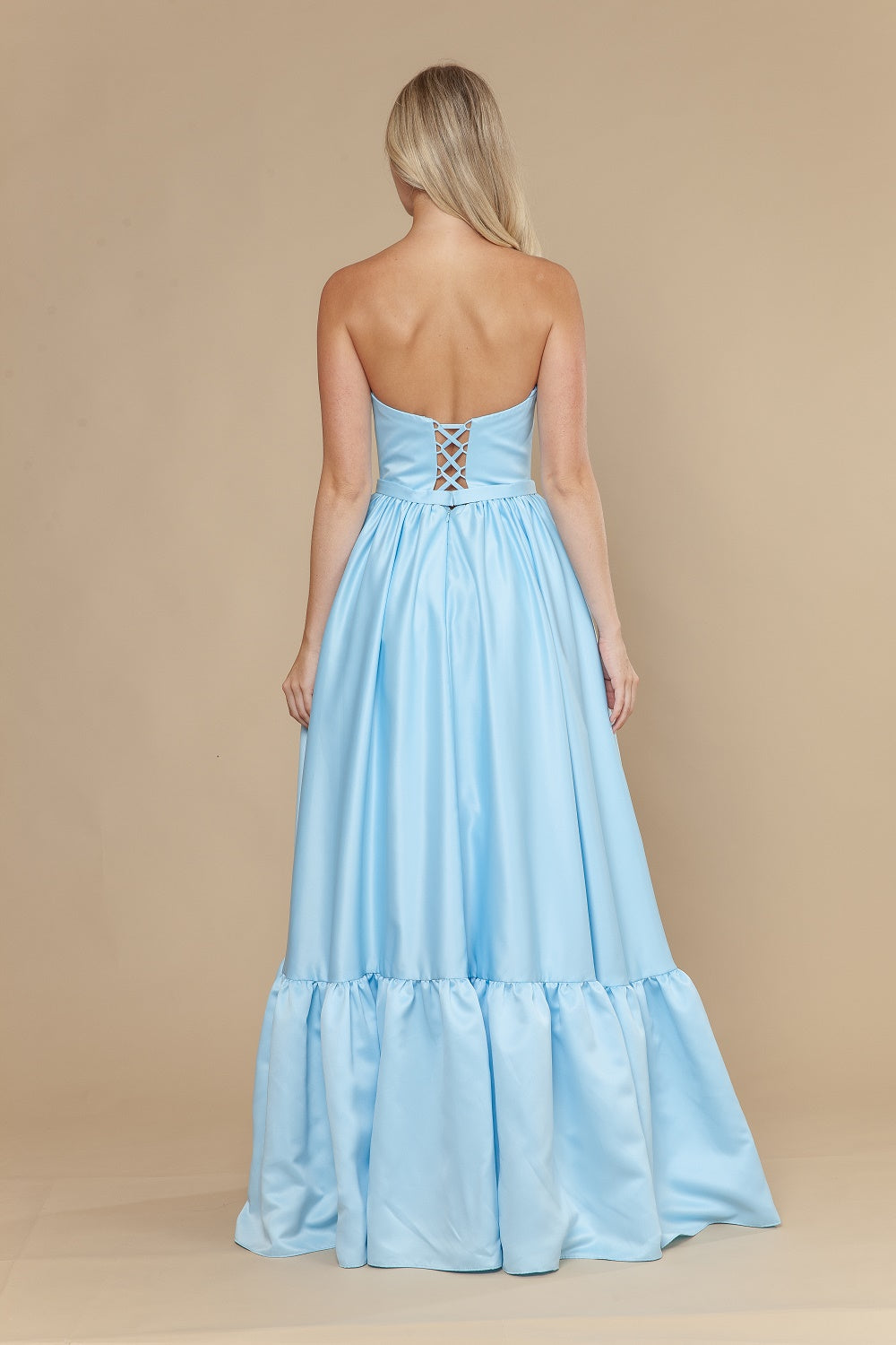 Satin Strapless A-line Gown by Poly USA 25040