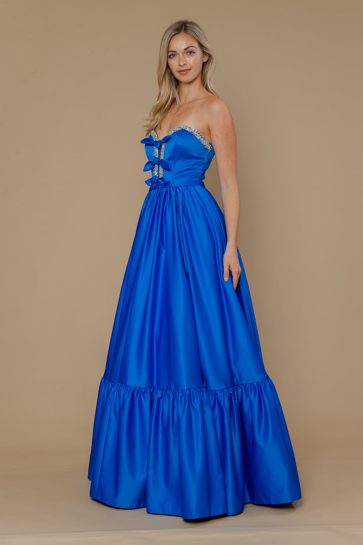 Satin Strapless A-line Gown by Poly USA 25040