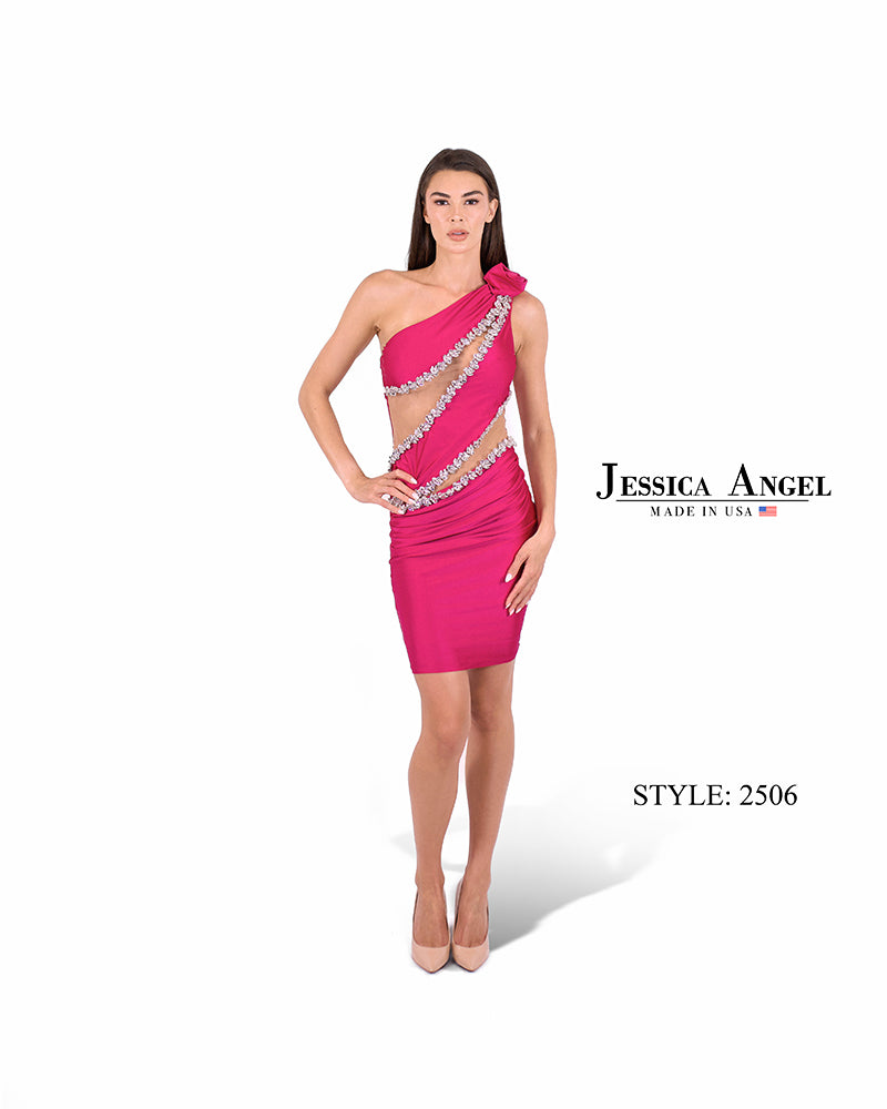 Jersey Short One Shoulder Dress by Jessica Angel 2506
