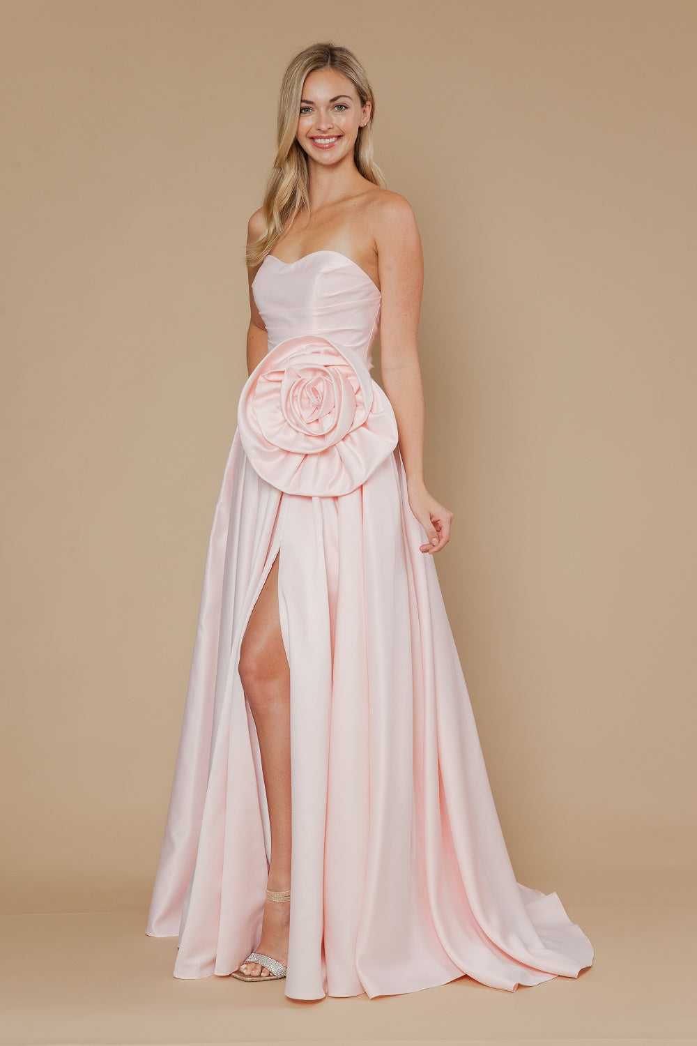 Strapless A-line Slit Gown by Poly USA 25062