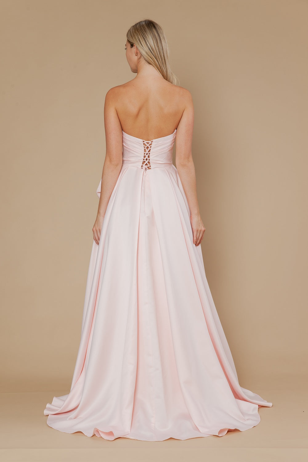 Strapless A-line Slit Gown by Poly USA 25062