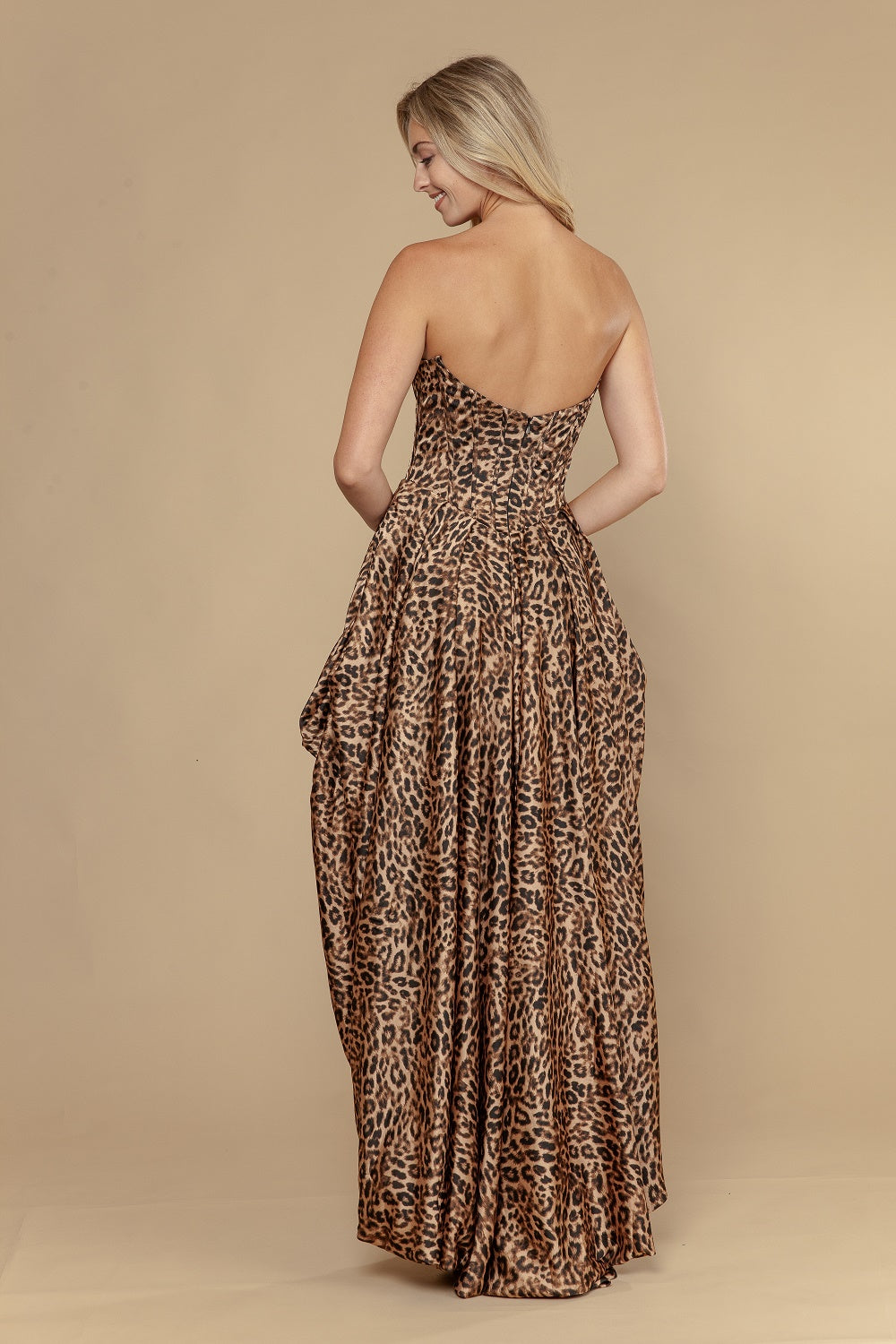 Print Strapless High Low Gown by Poly USA 25086