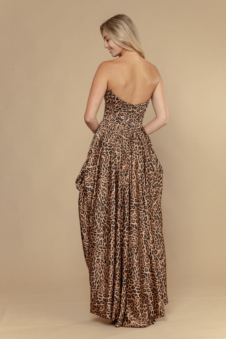 Print Strapless High Low Gown by Poly USA 25086