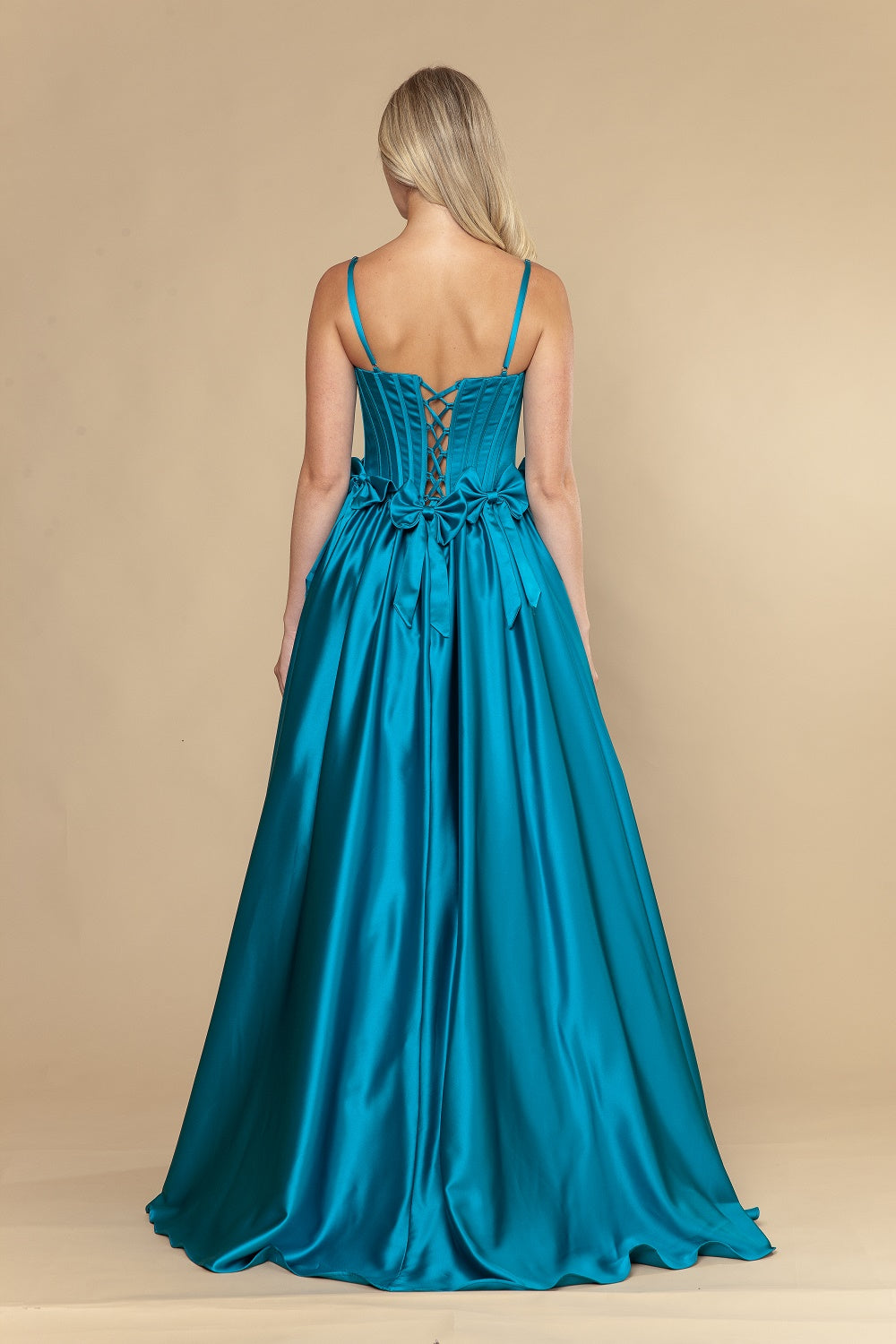 Satin Sleeveless A-line Gown by Poly USA 25116