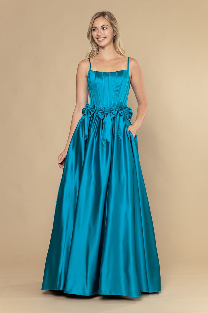 Satin Sleeveless A-line Gown by Poly USA 25116
