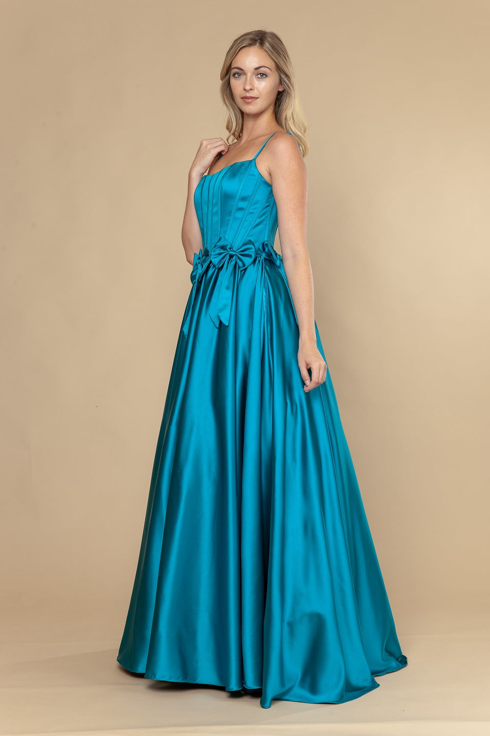 Satin Sleeveless A-line Gown by Poly USA 25116