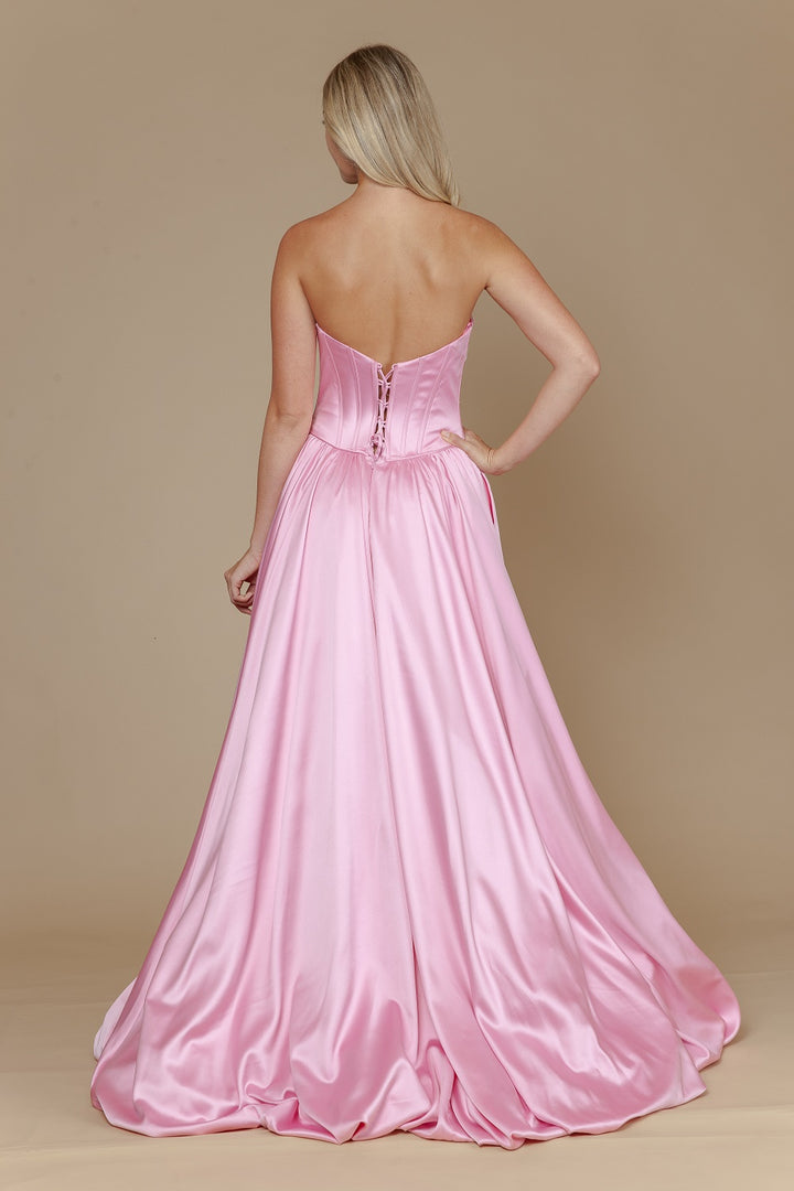 Satin Strapless A-line Gown by Poly USA 25136