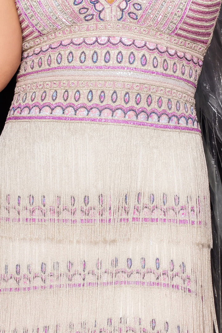 Beaded Short Sleeveless Fringe Dress by Jovani 25926