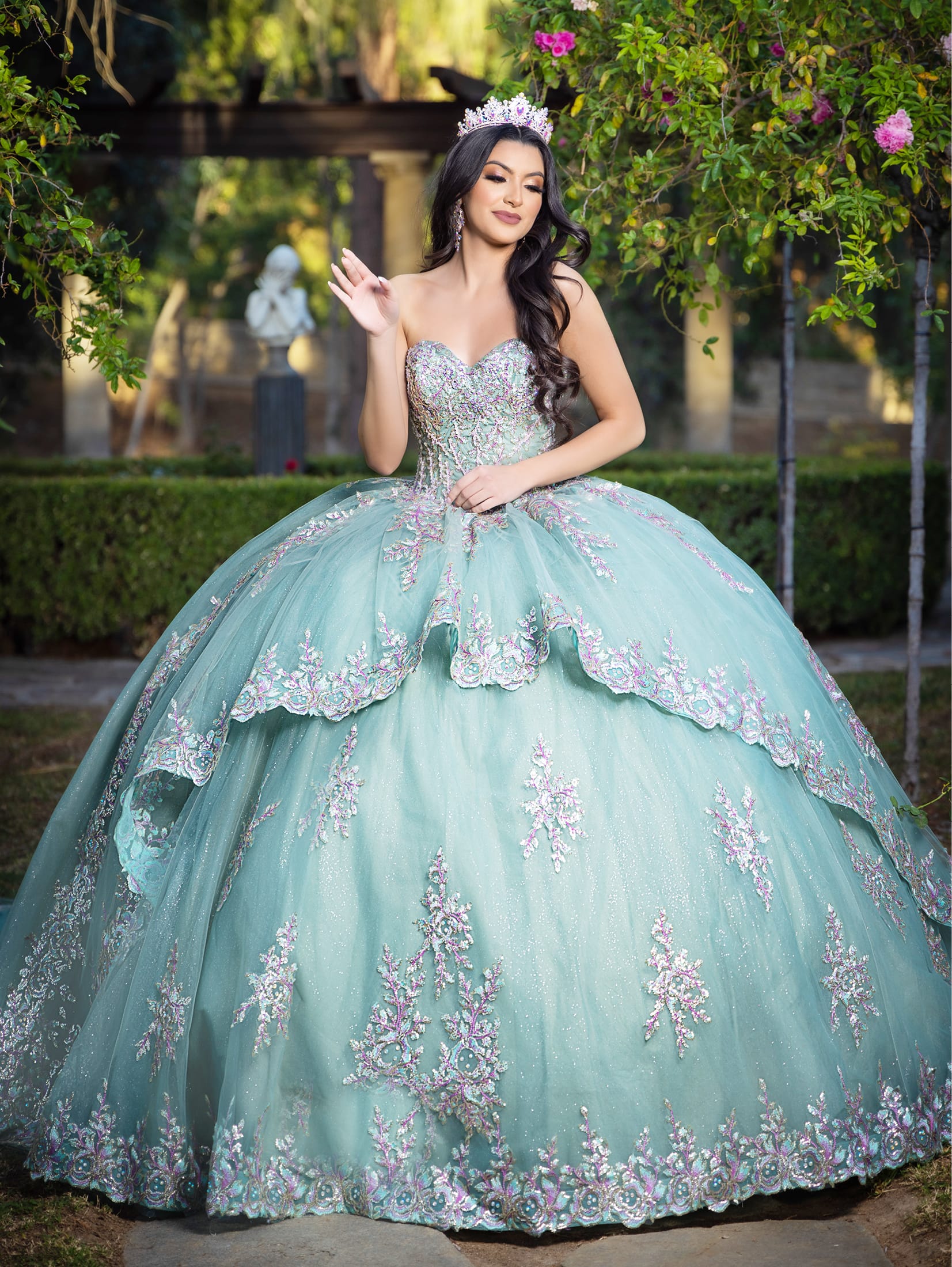 Blue green quinceanera dresses online