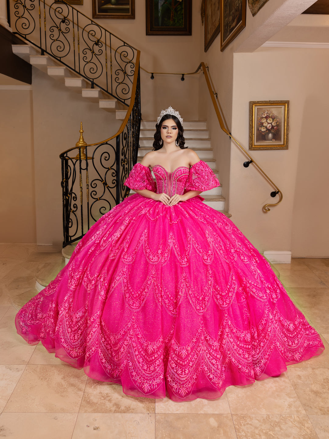 Puff Sleeve Strapless Ball Gown by LizLuo Quince 26113