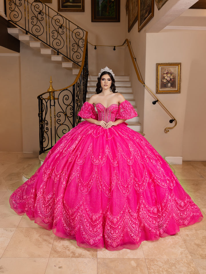 Puff Sleeve Strapless Ball Gown by LizLuo Quince 26113