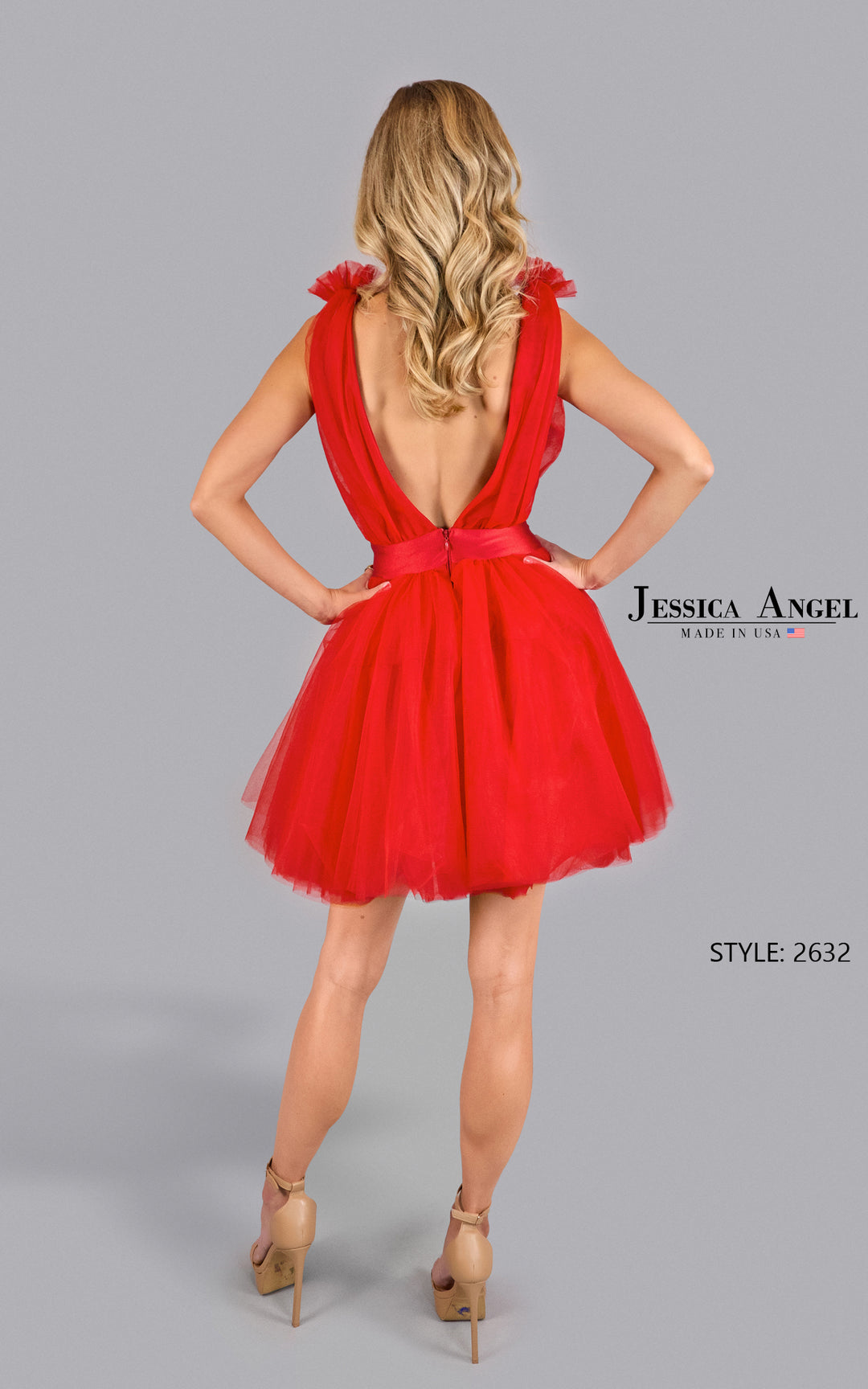 Jersey Short V-Neck A-line Dress by Jessica Angel 2632