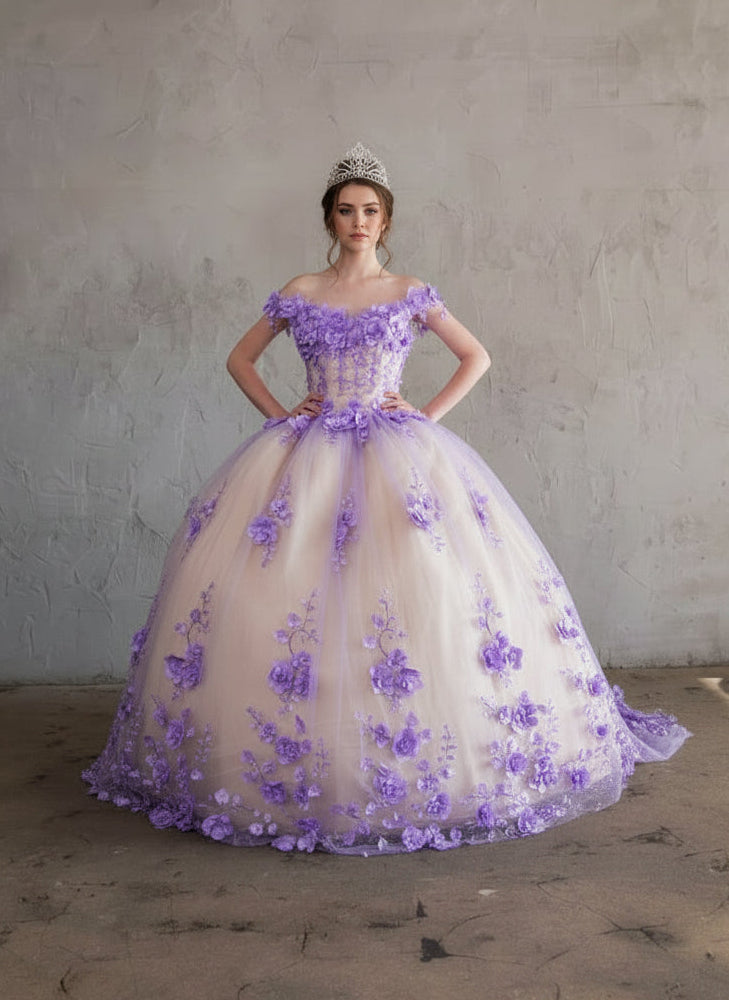 3D Floral Off Shoulder Ball Gown by Calla SCL-30005
