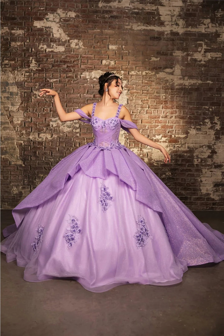 Cold Shoulder Layered Ball Gown by May Queen LK250