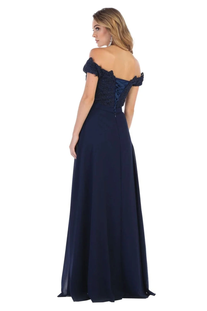 Applique Off Shoulder Gown by May Queen MQ1601