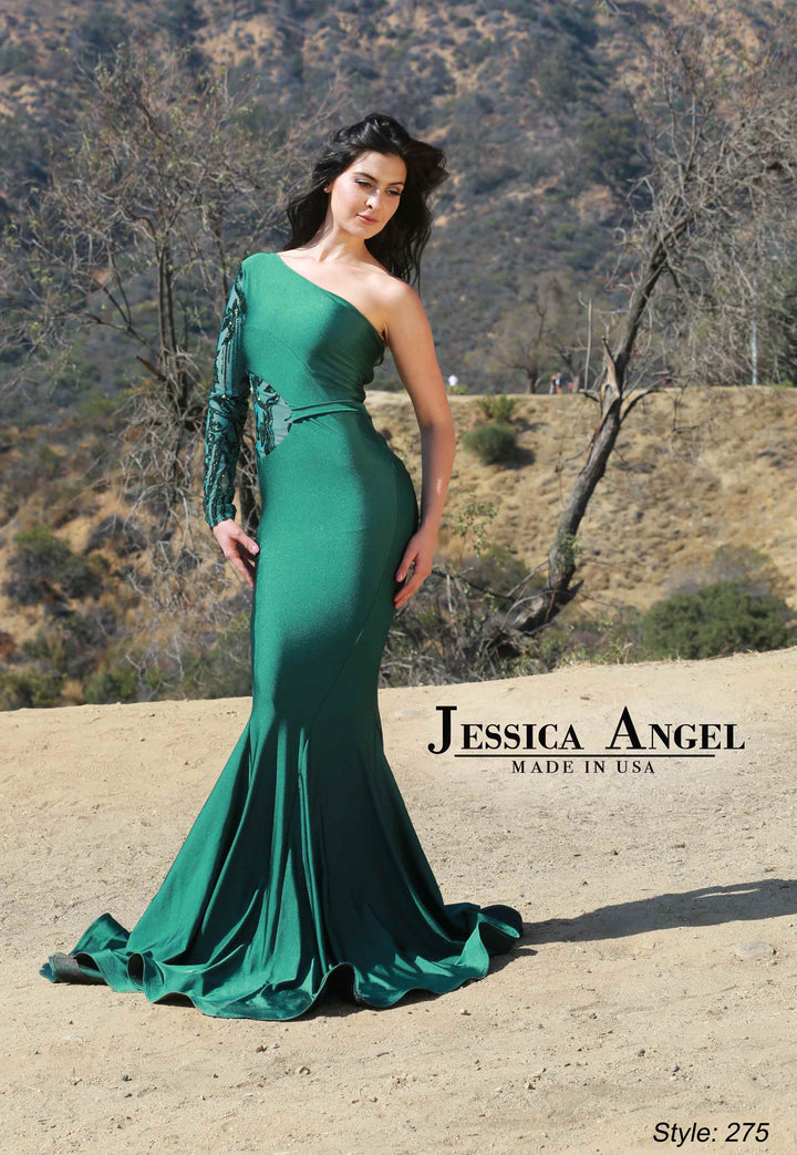 Jersey Fitted One Shoulder Gown by Jessica Angel 275