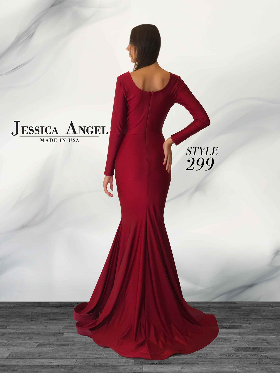 Jersey Fitted Long Sleeve Gown by Jessica Angel 299