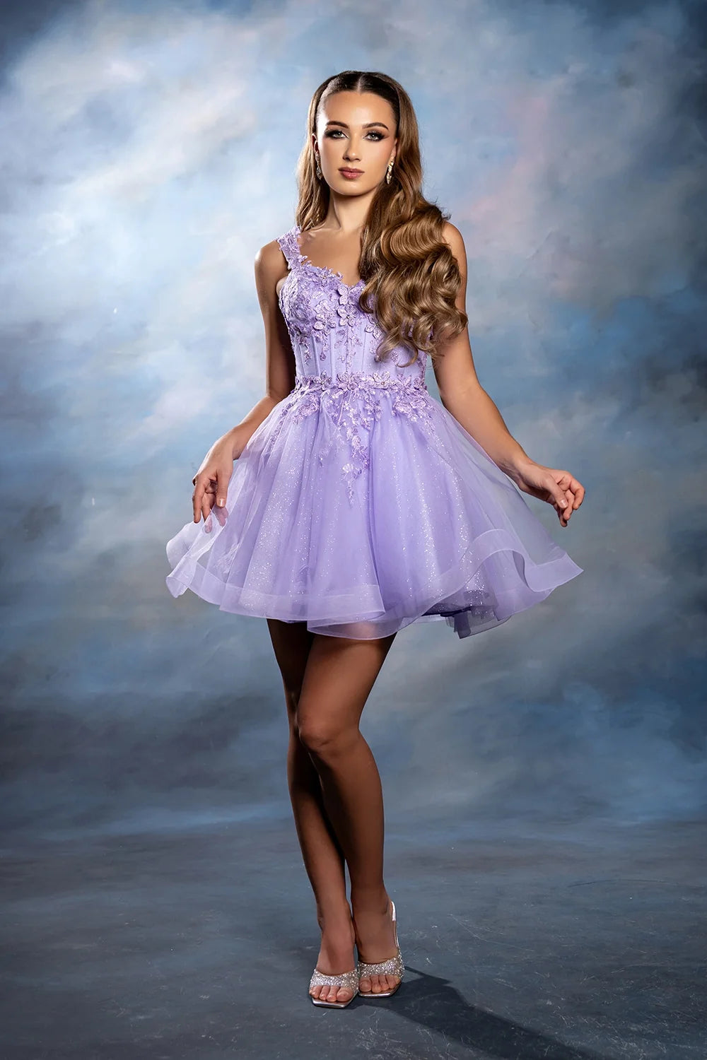 3D Floral Short Sleeveless Dress by May Queen MQ2225