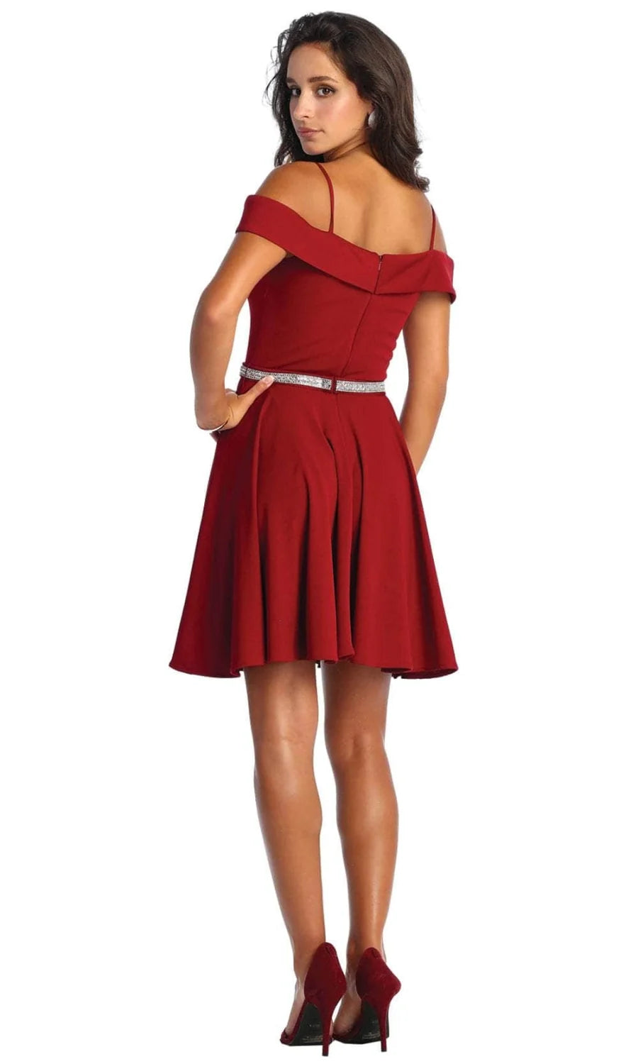 Short Cold Shoulder A-line Dress by May Queen MQ1916