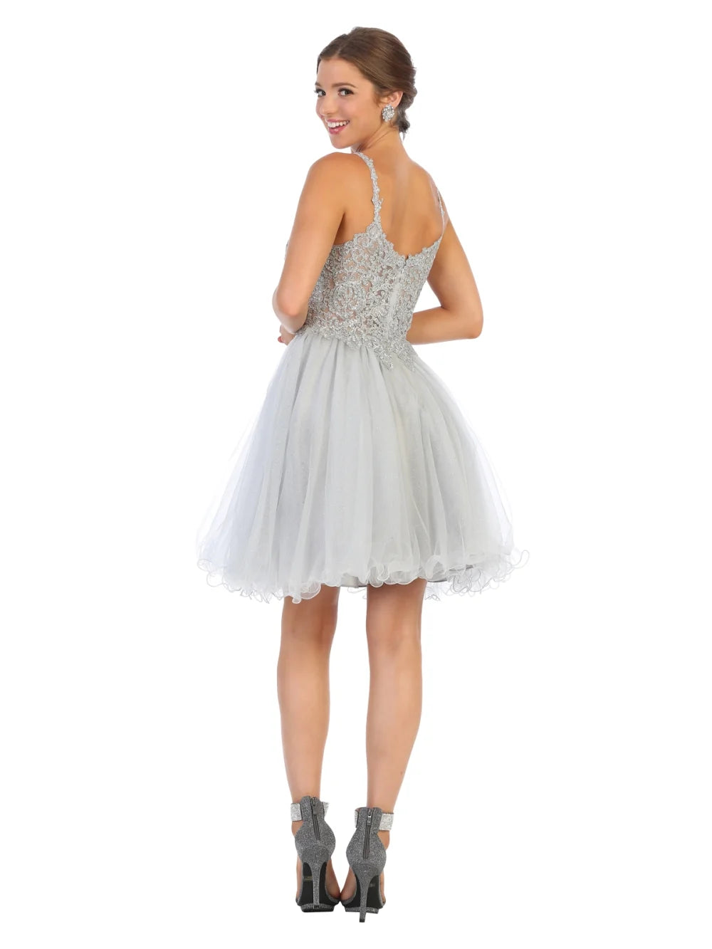 Short Sleeveless Ruffled Dress by May Queen MQ1693