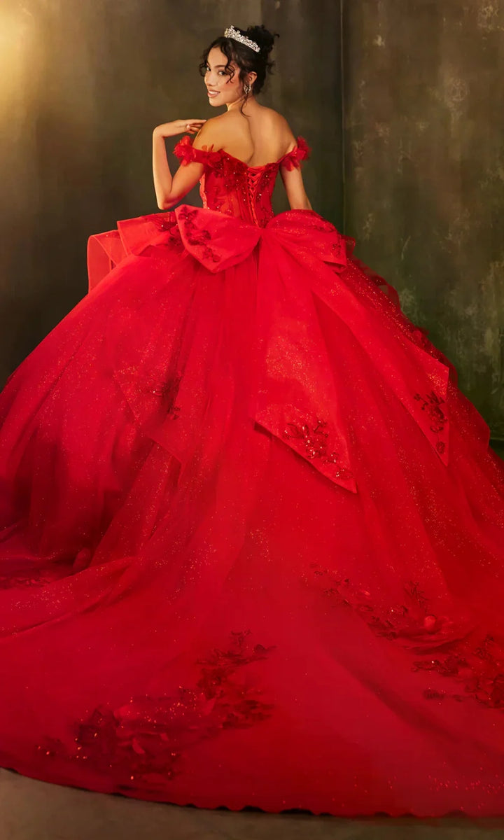 Applique Off Shoulder Ball Gown by May Queen LK270