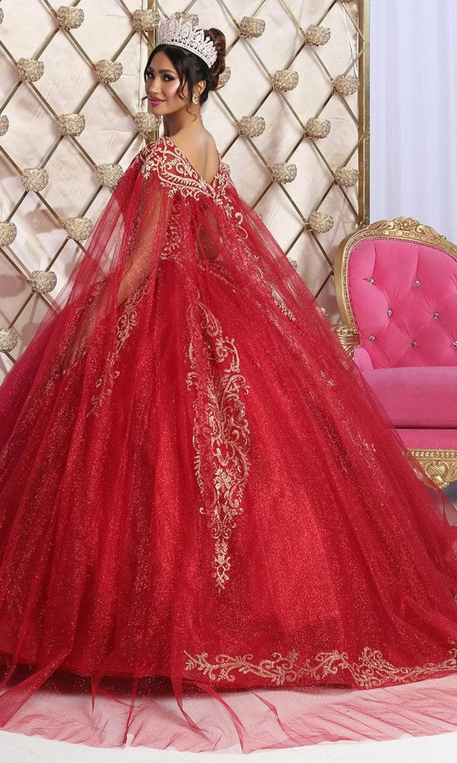 Strapless Cape Ball Gown by May Queen LK230