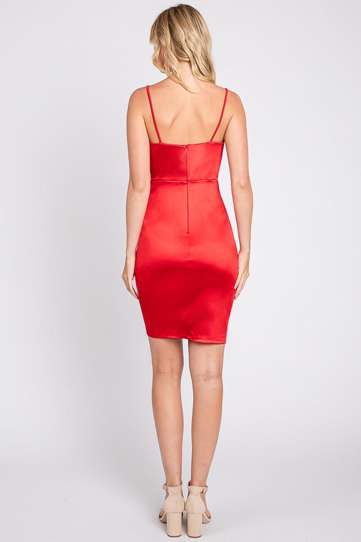 Fitted Short Sleeveless Cowl Dress by Lenovia 3058