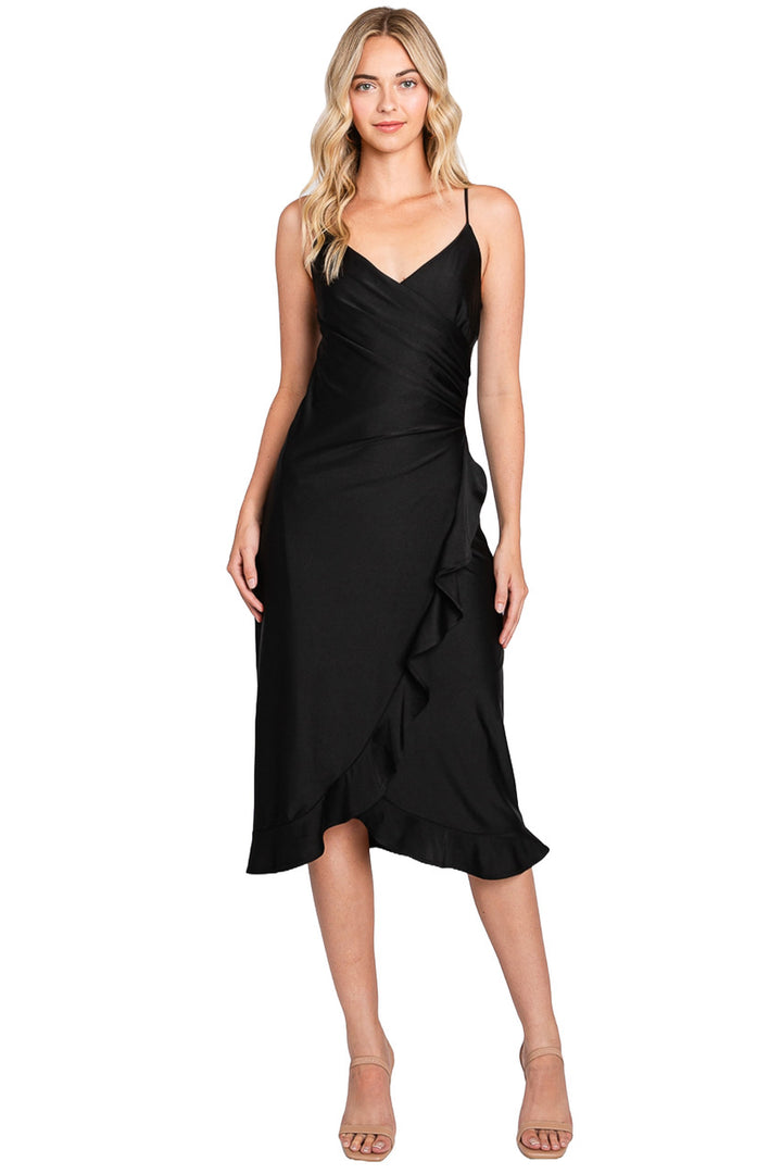 Fitted Sleeveless V-Neck Midi Dress by Lenovia 3065