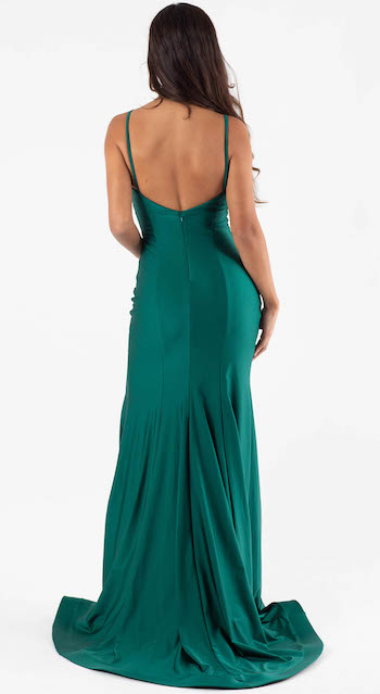 Jersey Fitted Sleeveless Slit Gown by Jessica Angel 308