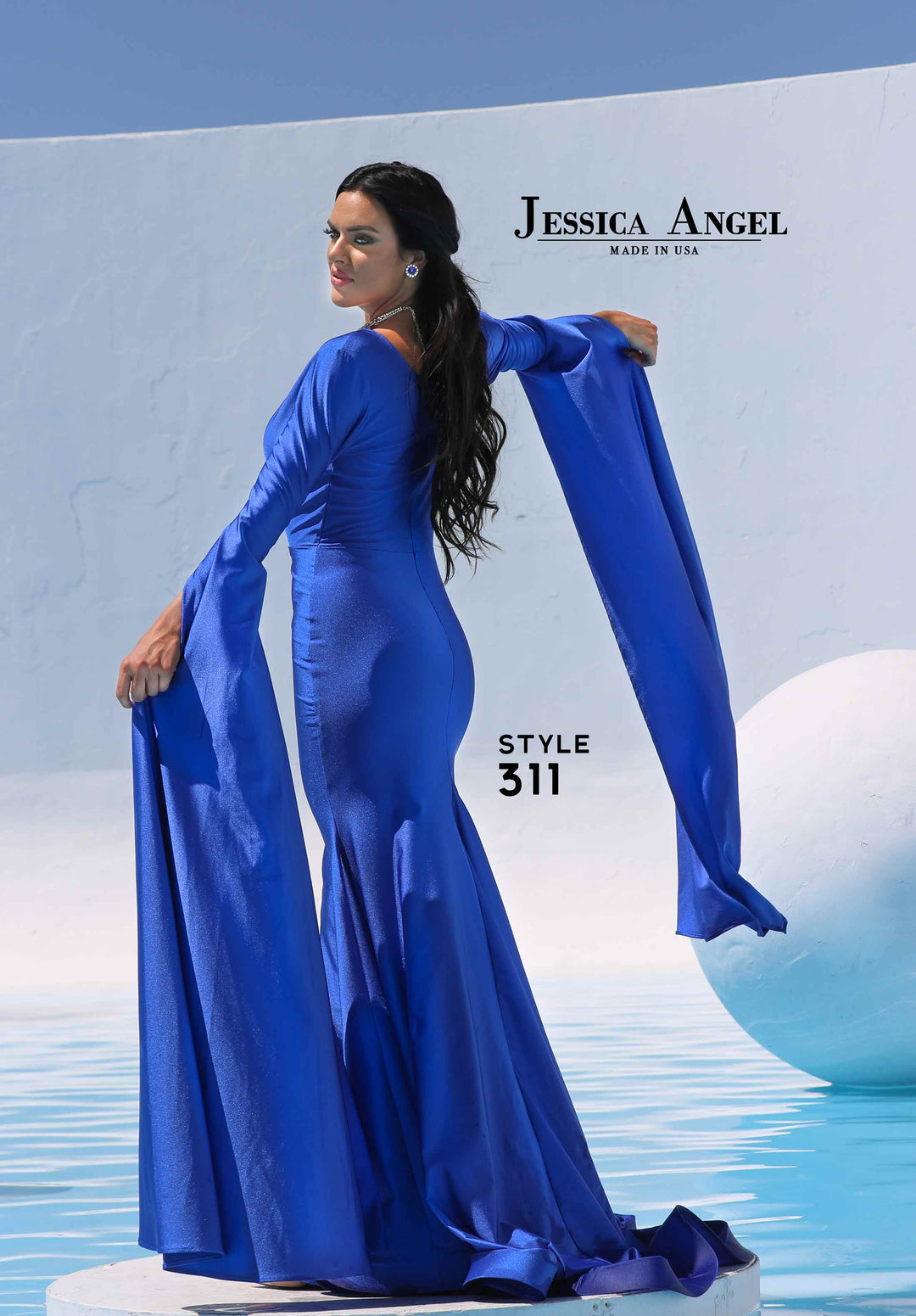 Jersey Fitted Long Sleeve Gown by Jessica Angel 311
