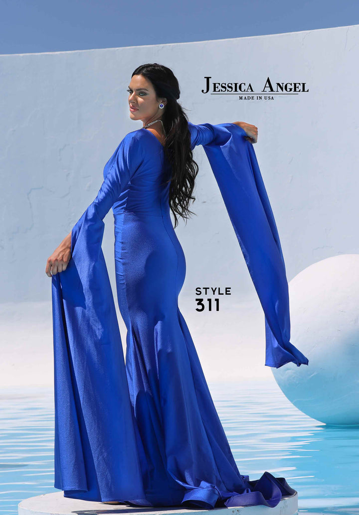 Jersey Fitted Long Sleeve Gown by Jessica Angel 311