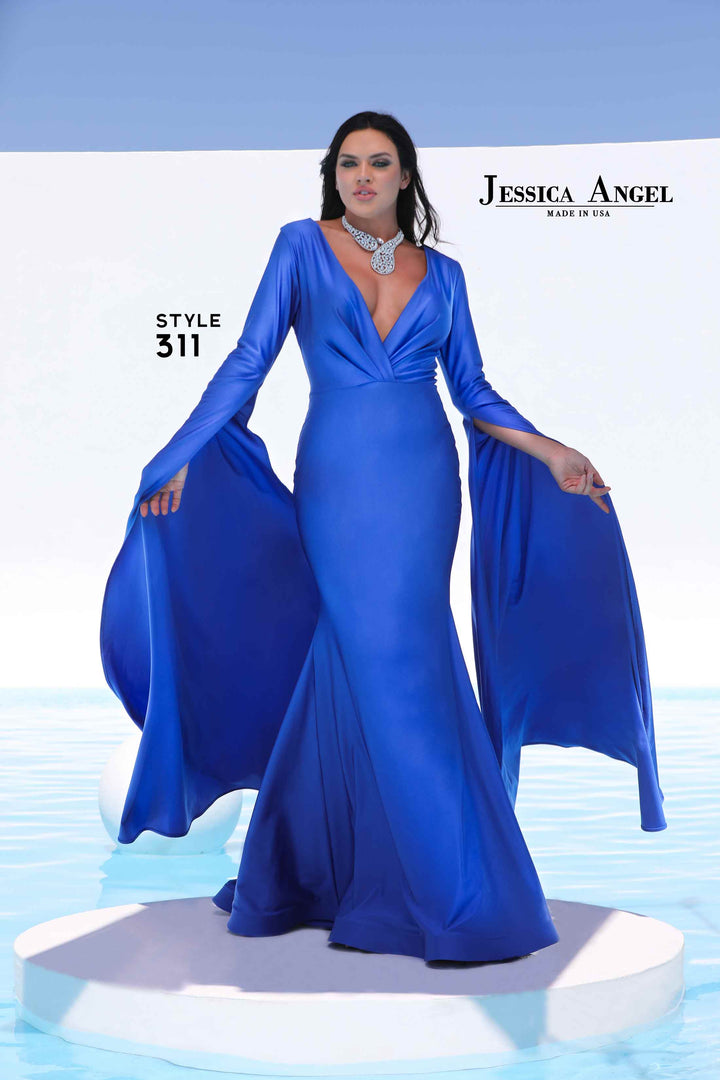 Jersey Fitted Long Sleeve Gown by Jessica Angel 311
