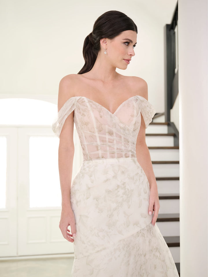Fitted Off Shoulder Bridal Gown by Adrianna Papell 31292
