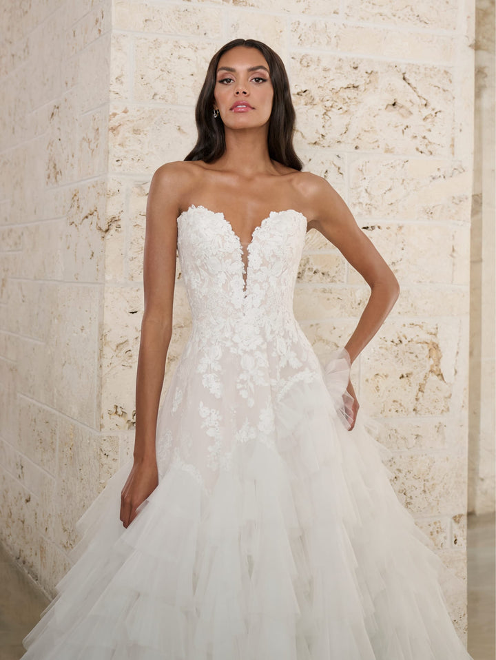 Strapless Tiered A-line Bridal Gown by Adrianna Papell 31305