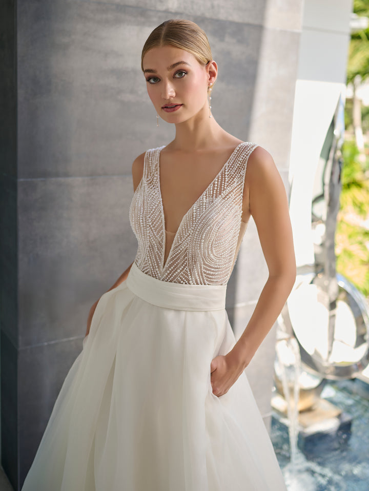 Organza Sleeveless Bridal Ball Gown by Adrianna Papell 31315