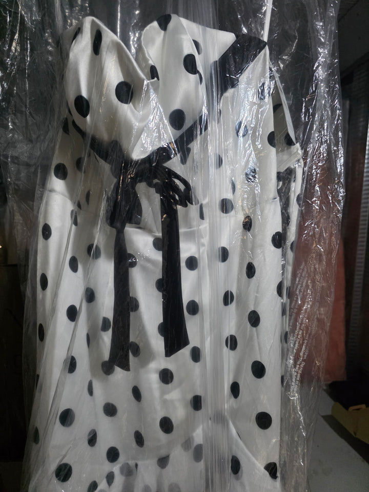 Polka Dot Strapless Tiered Gown by Poly USA 25202 - Outlet