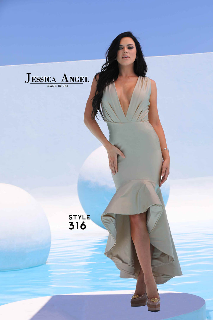 Jersey V-Neck Midi Dress by Jessica Angel 316