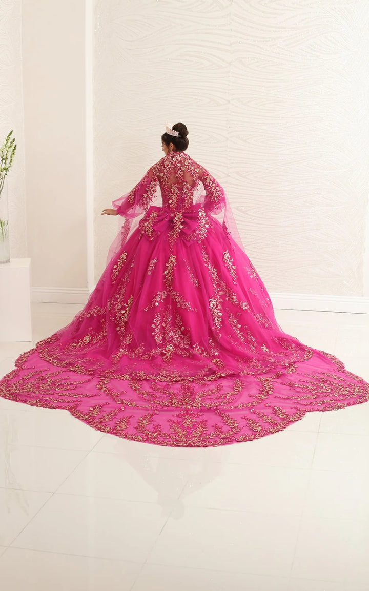 Strapless Puff Sleeve Ball Gown by May Queen LK251