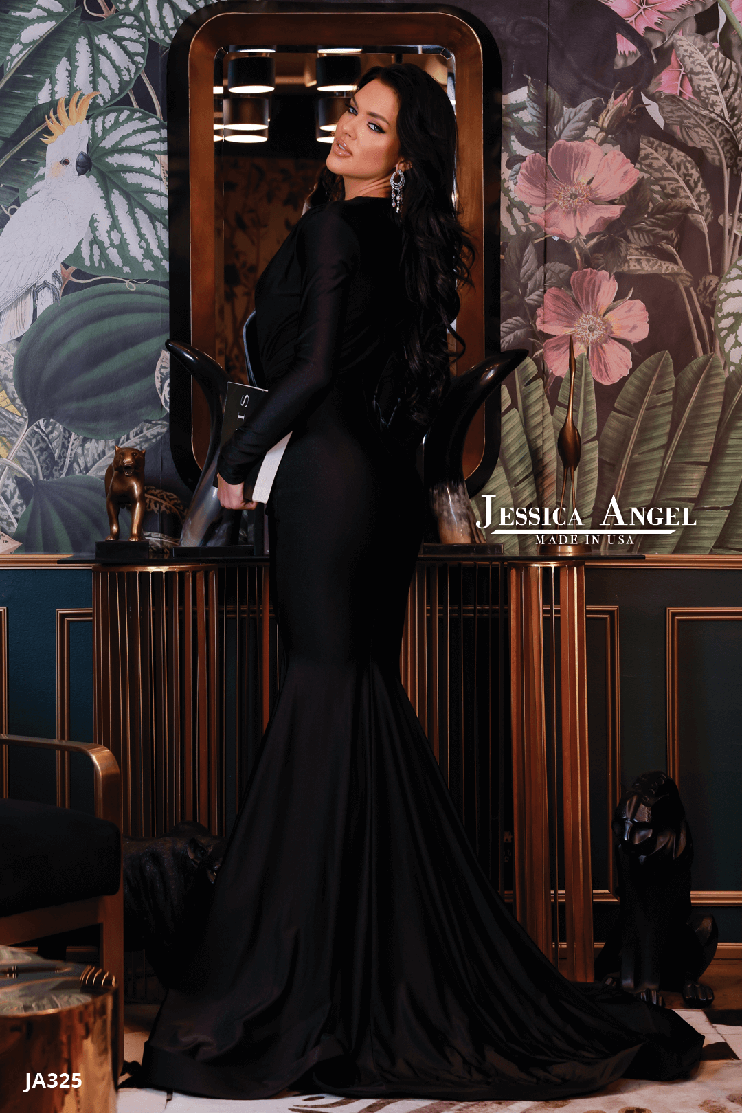Jersey Fitted Long Sleeve Gown by Jessica Angel 325