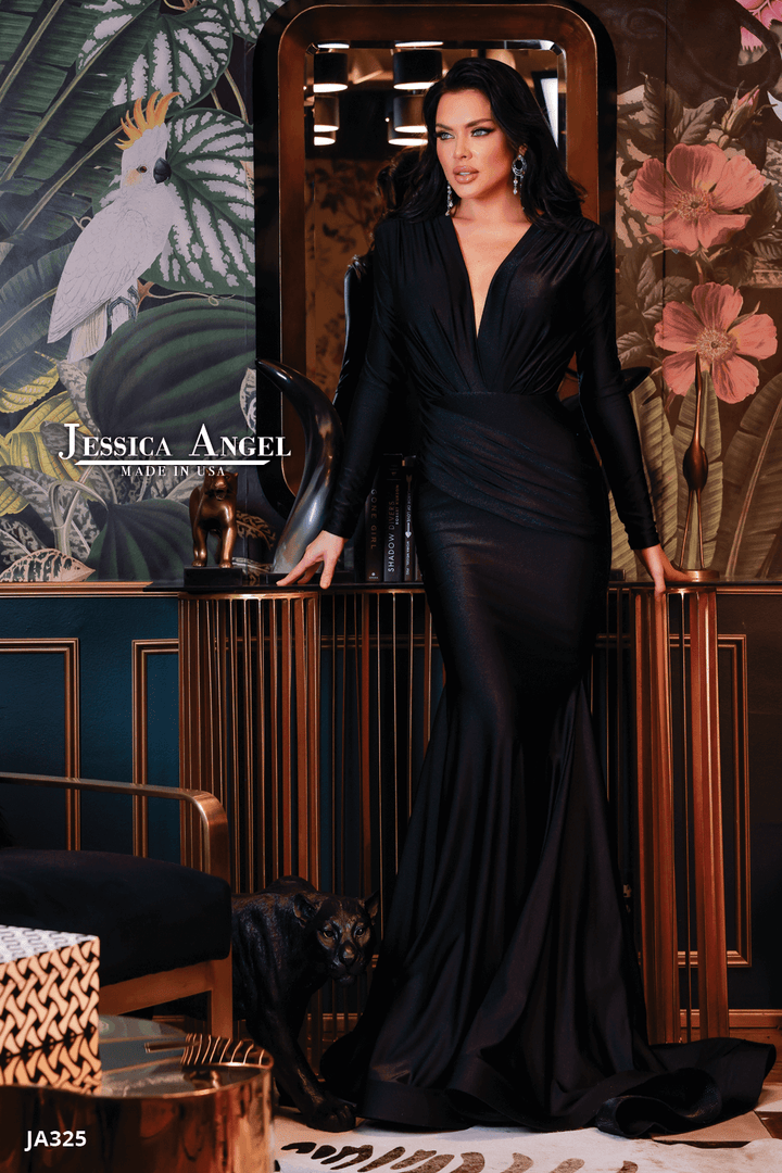 Jersey Fitted Long Sleeve Gown by Jessica Angel 325