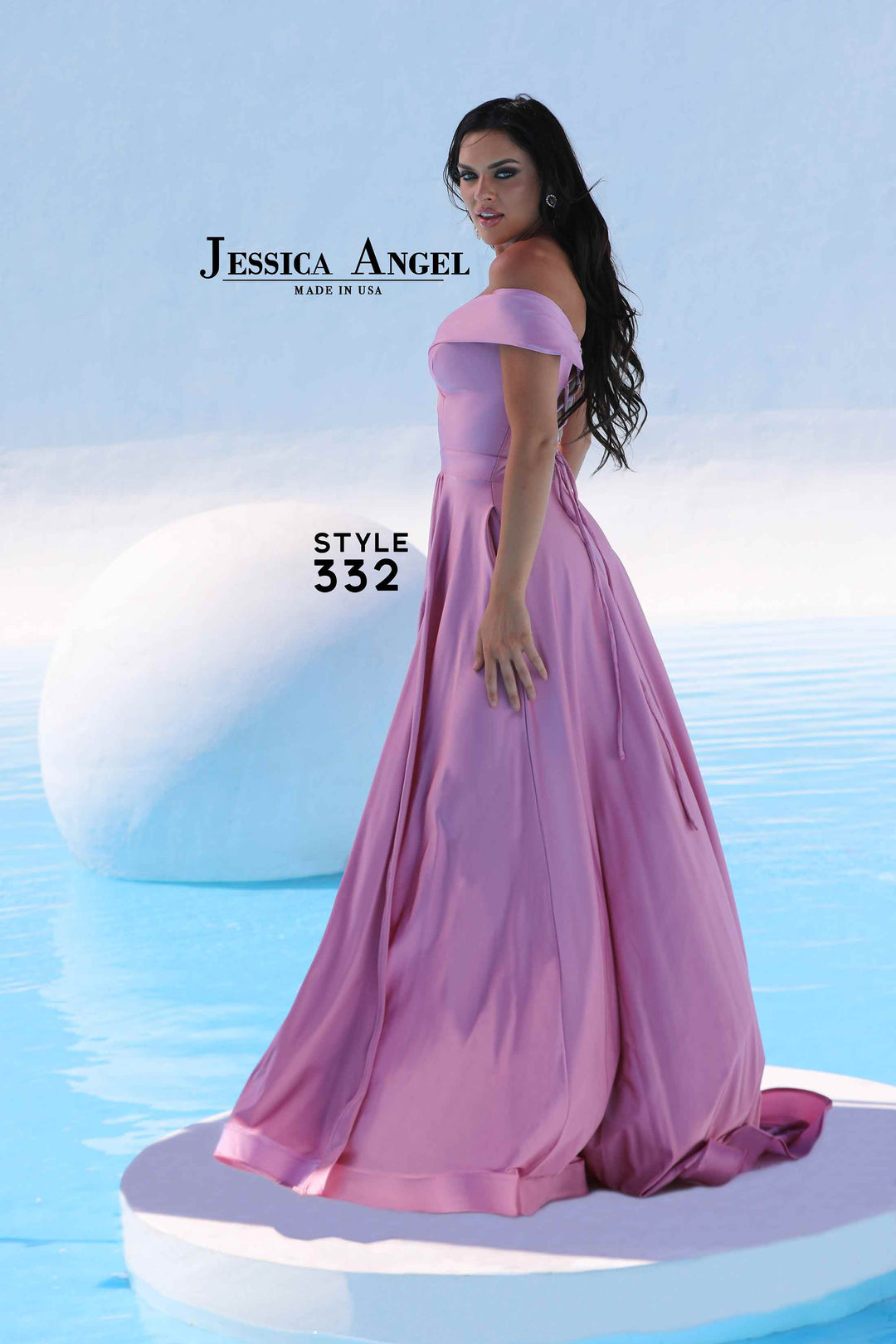 Jersey Off Shoulder A-line Gown by Jessica Angel 332