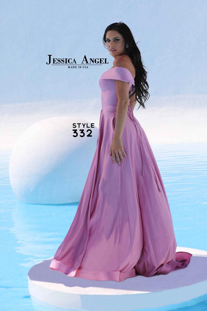 Jersey Off Shoulder A-line Gown by Jessica Angel 332