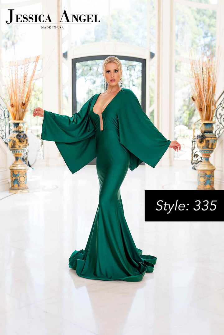 Jersey Fitted Long Sleeve Gown by Jessica Angel 335