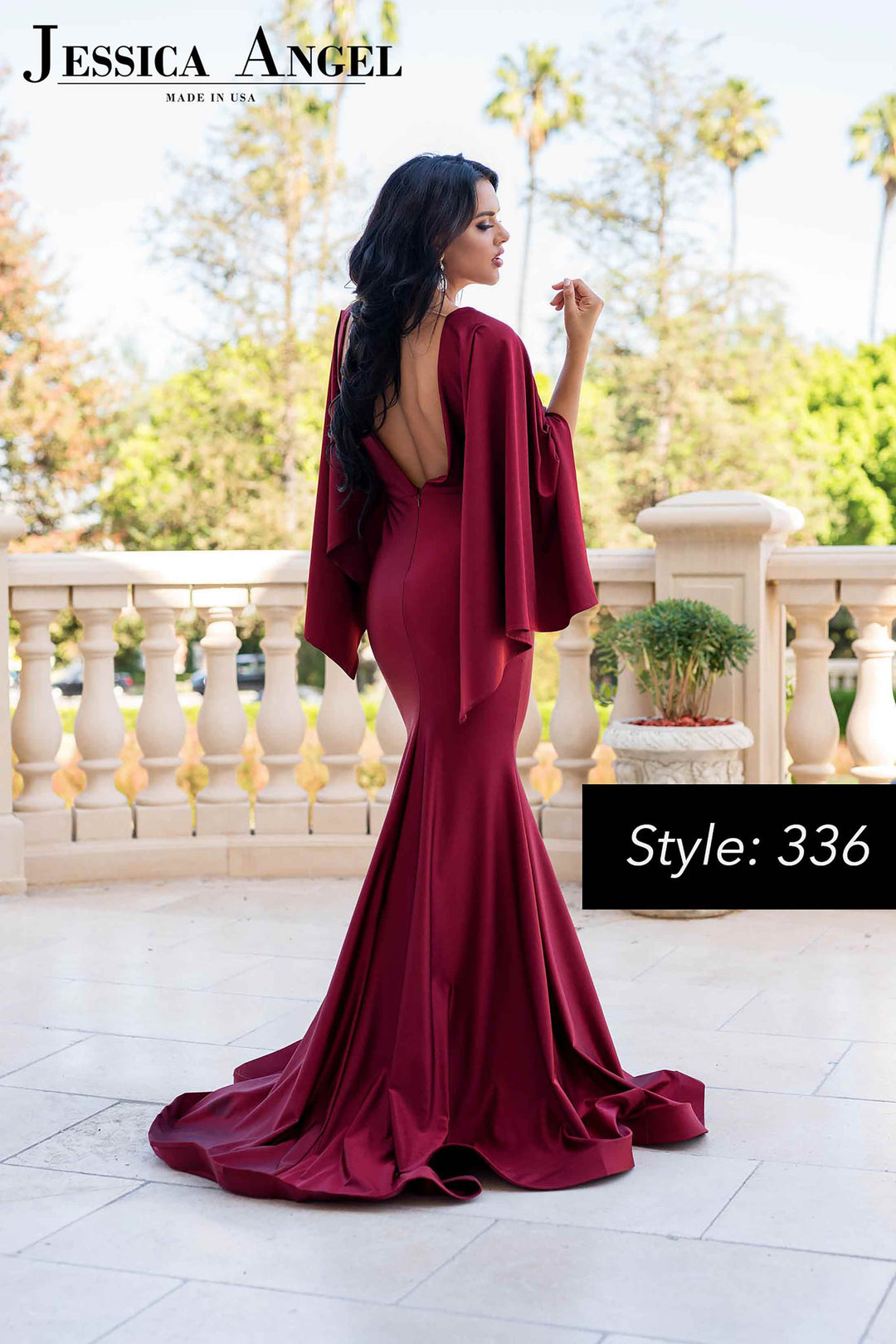 Jersey Fitted Long Sleeve Gown by Jessica Angel 336